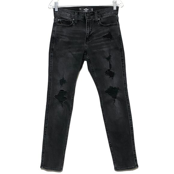 Hollister Skinny Advanced Stretch Jeans Women 26x30 Distressed Whimsigoth Grunge - Picture 1 of 10